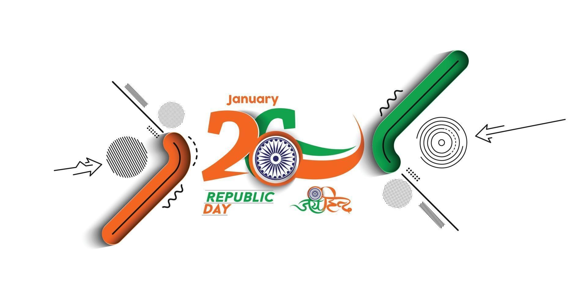 Indiase republiek dag concept met tekst 26 januari. abstract vector illustratie ontwerp.