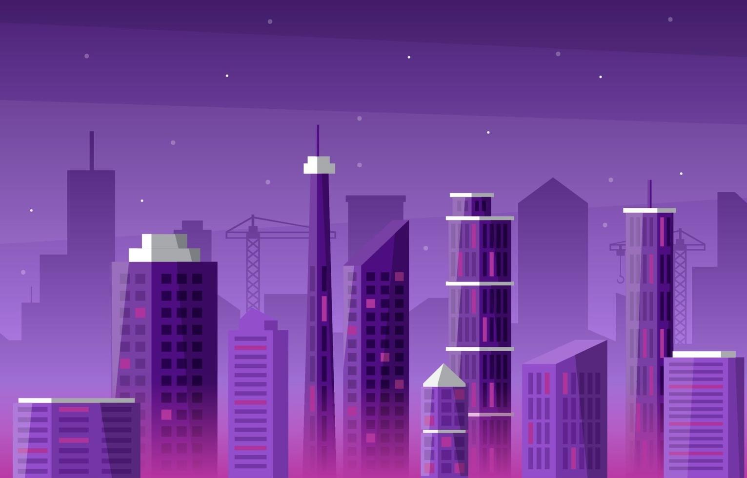 nacht stad bouw stadsgezicht skyline zakelijke illustratie vector