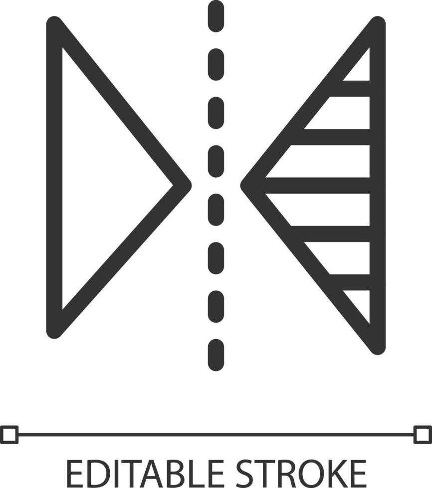verticaal reflectie pixel perfect lineair ui icoon. omkeren afbeelding. fotografie editor. gui, ux ontwerp. schets geïsoleerd gebruiker koppel element voor app en web. bewerkbare beroerte vector