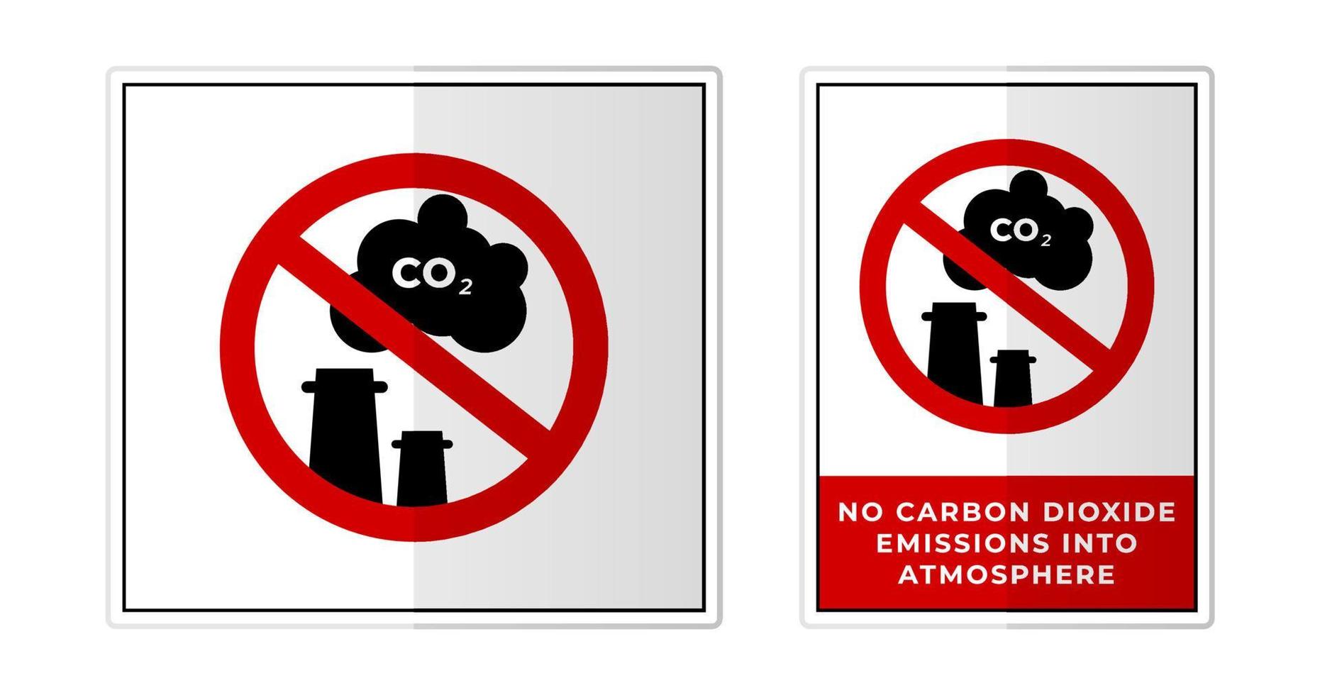 Nee koolstof dioxide uitstoot in atmosfeer teken etiket symbool icoon vector illustratie