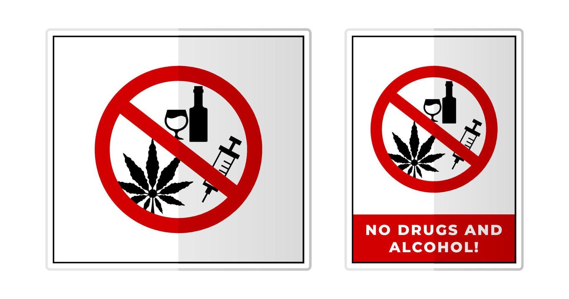 Nee verdovende middelen en alcohol teken etiket symbool icoon vector illustratie