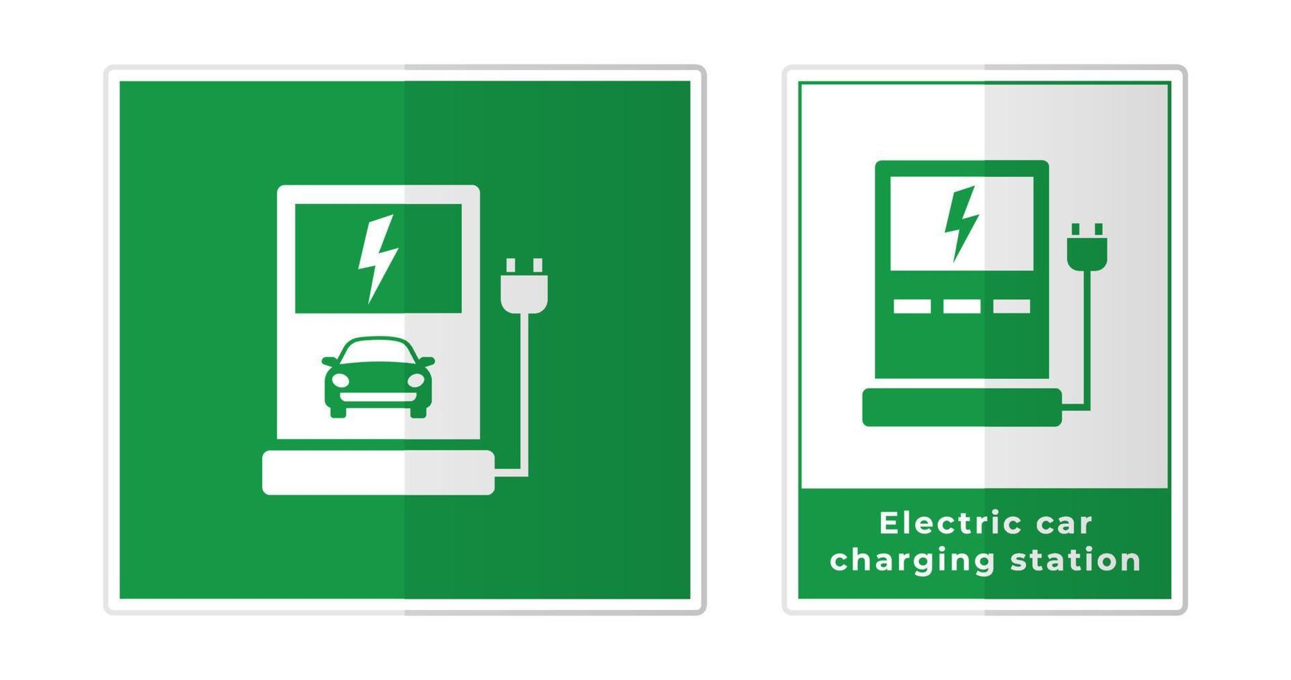 elektrisch auto opladen station teken etiket symbool icoon vector illustratie
