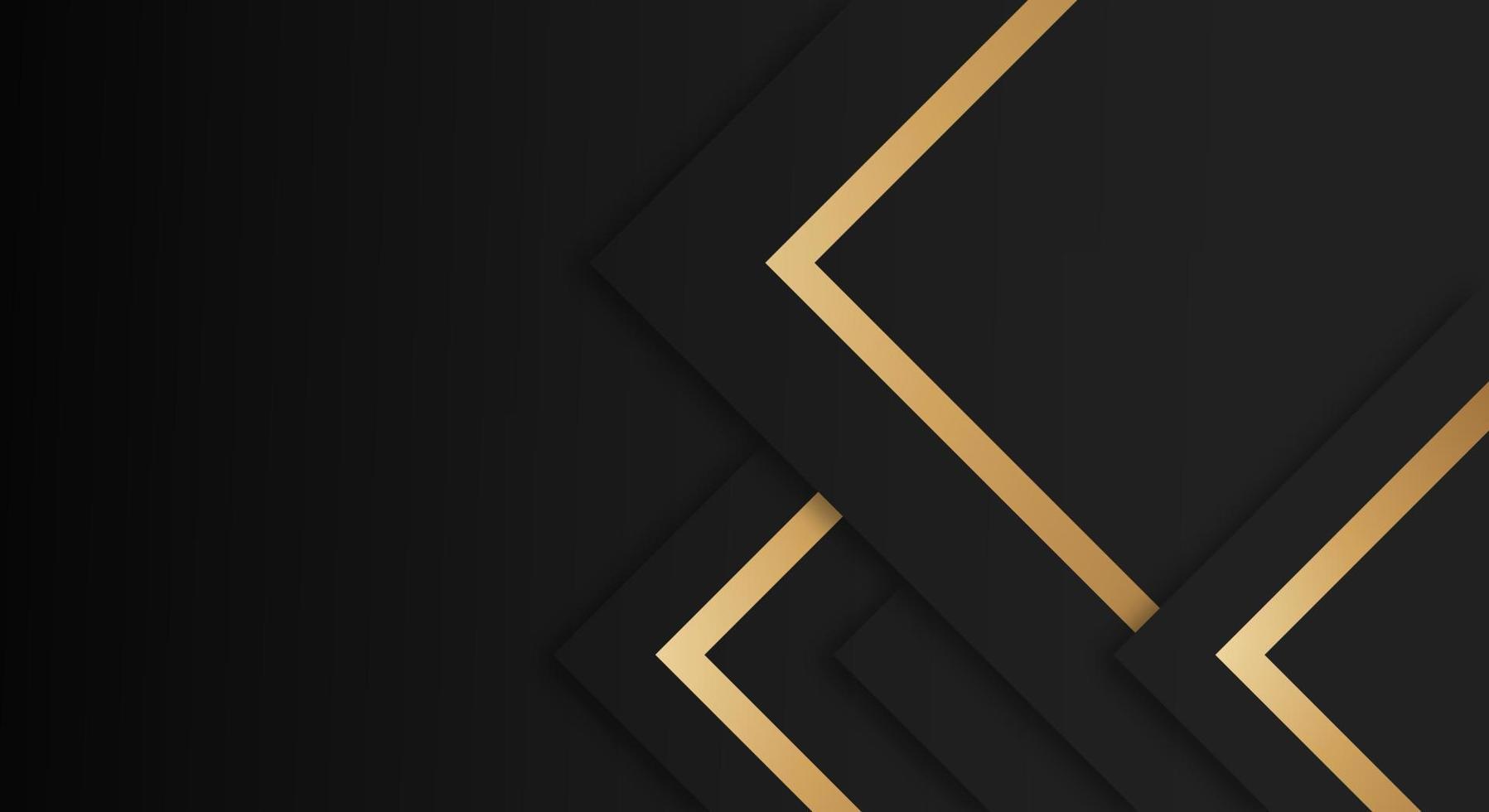 abstract premie zwart meetkundig overlappen lagen met strepen gouden lijnen luxe stijl achtergrond vector