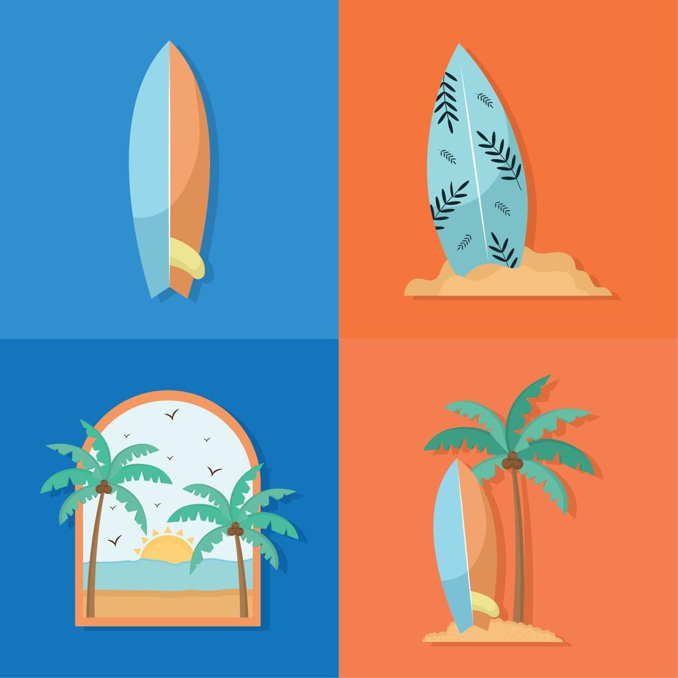 vier surfen illustraties vector