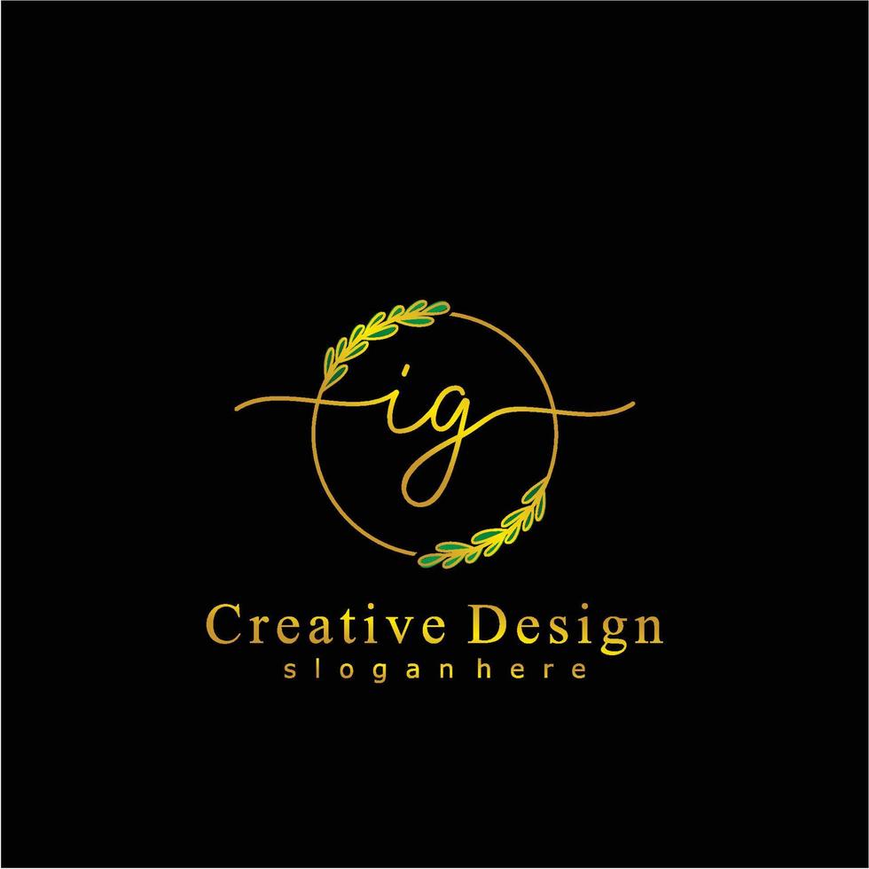 eerste ig schoonheid monogram en elegant logo ontwerp, handschrift logo van eerste handtekening, bruiloft, mode, bloemen en botanisch logo concept ontwerp. vector