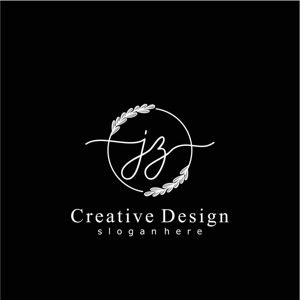 eerste jz schoonheid monogram en elegant logo ontwerp, handschrift logo van eerste handtekening, bruiloft, mode, bloemen en botanisch logo concept ontwerp. vector