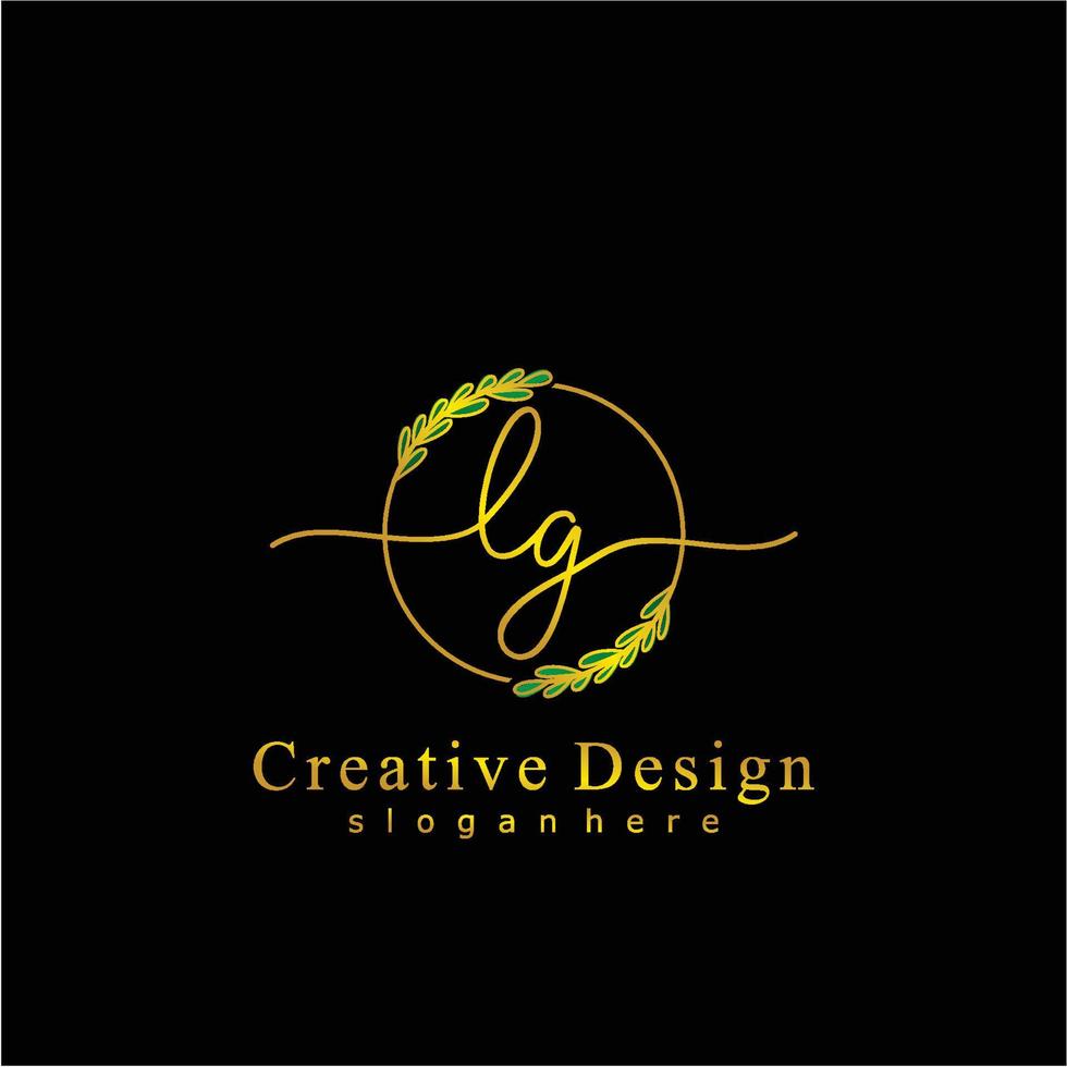 eerste lg schoonheid monogram en elegant logo ontwerp, handschrift logo van eerste handtekening, bruiloft, mode, bloemen en botanisch logo concept ontwerp. vector