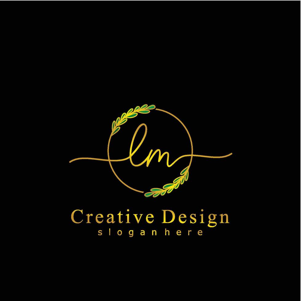 eerste lm schoonheid monogram en elegant logo ontwerp, handschrift logo van eerste handtekening, bruiloft, mode, bloemen en botanisch logo concept ontwerp. vector