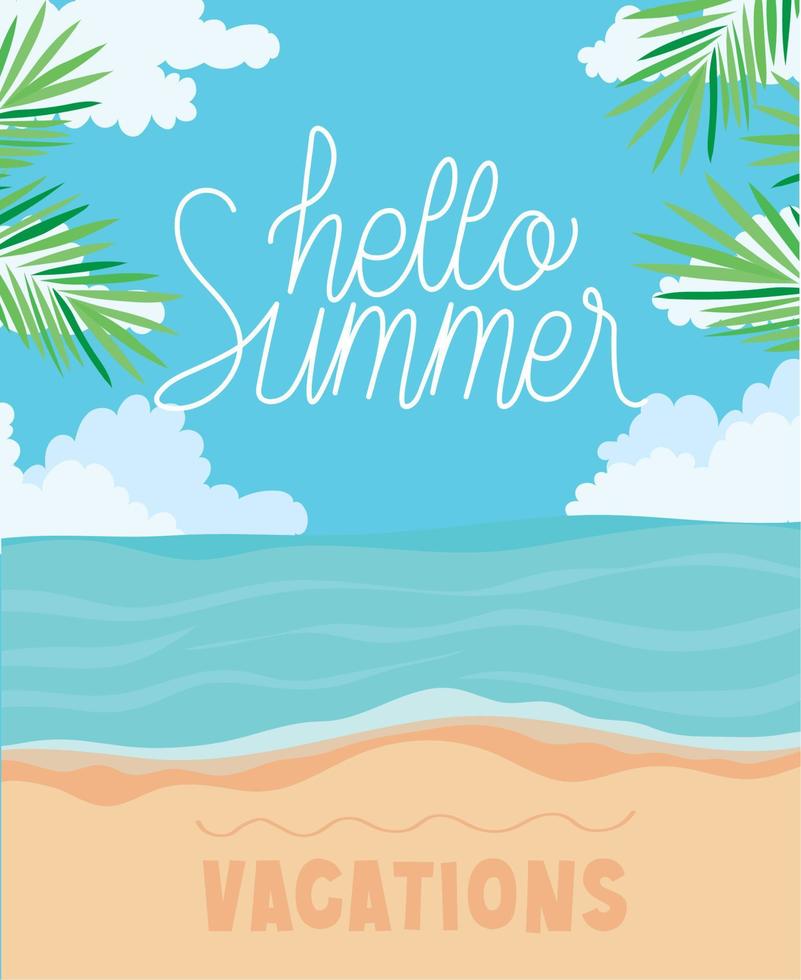 zomer poster Aan een strand vector