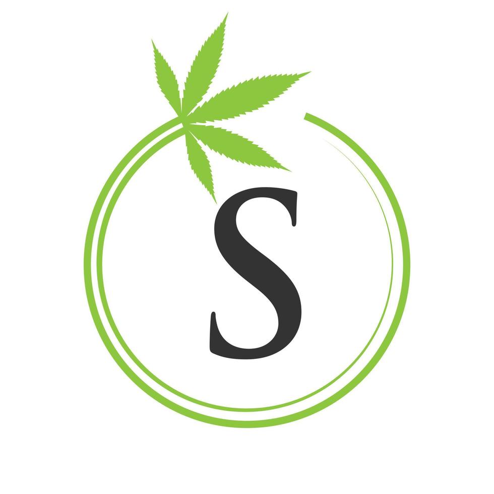 hennep marihuana logo Aan brief s concept voor Gezondheid en medisch therapie. marihuana, hennep teken sjabloon vector