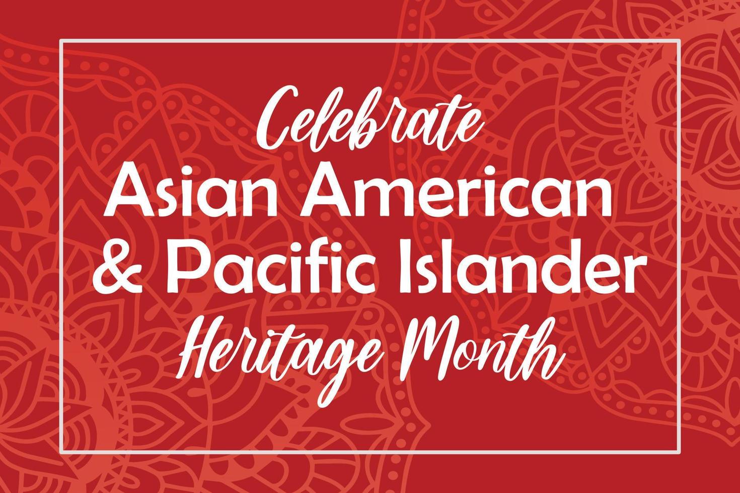 Aziatische Amerikaanse, Pacific Islanders Heritage Month - viering in de VS. vector banner met abstracte mandala symbool sieraad op rode achtergrond. wenskaart, banner aapi