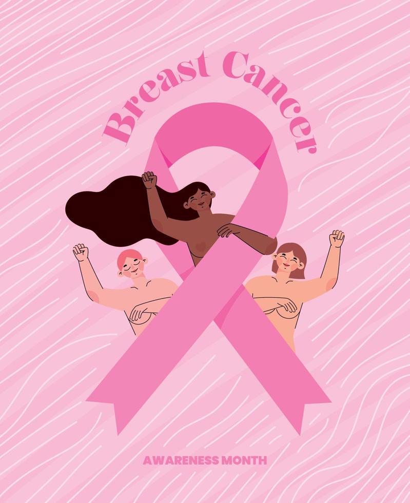 Bewustmakingskaart voor borstkanker vector