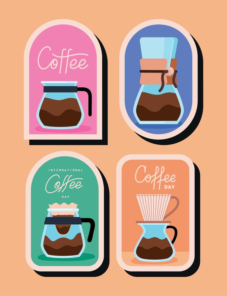 koffie postzegels reeks vector