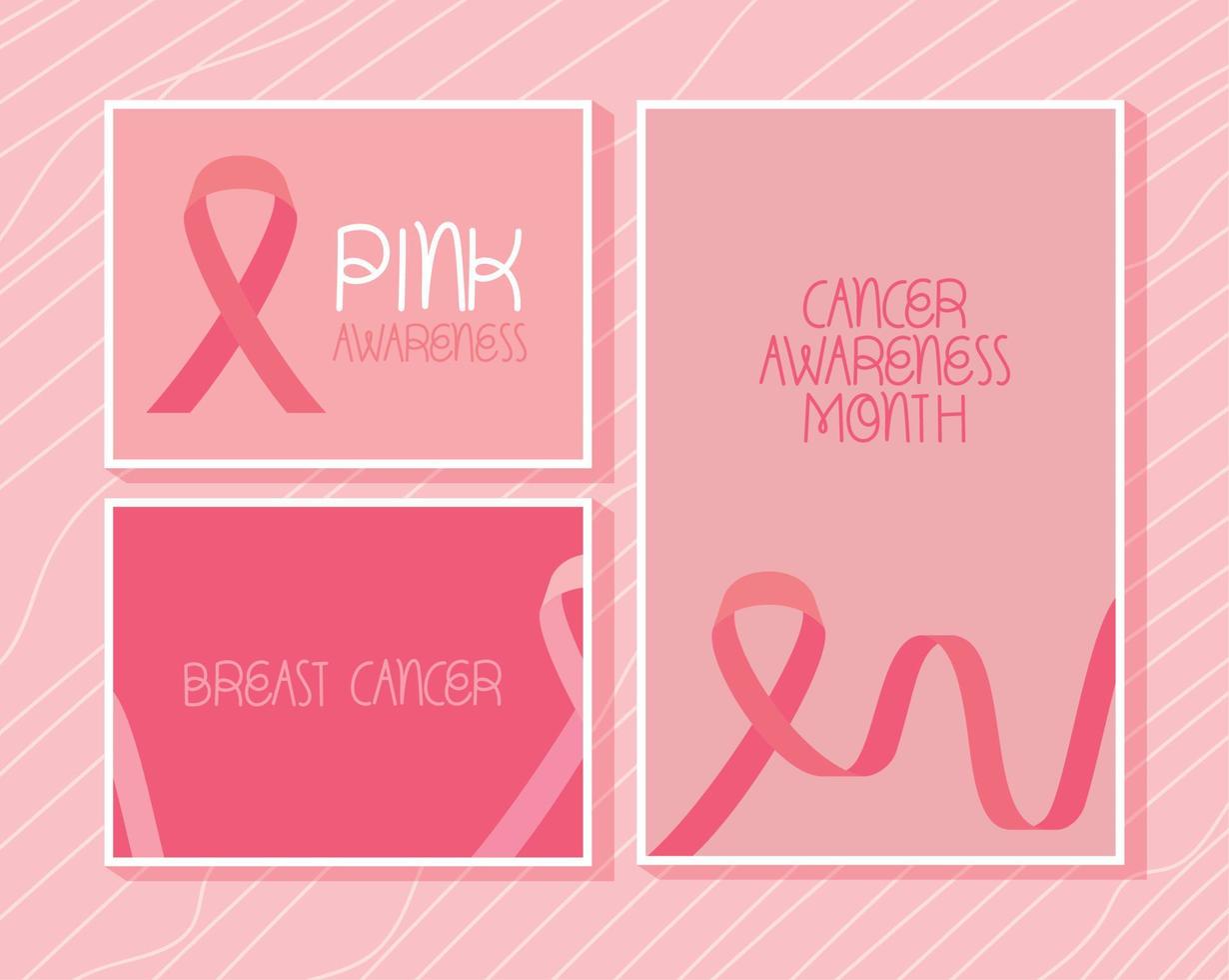 borst kanker bewustzijn maand kaarten vector