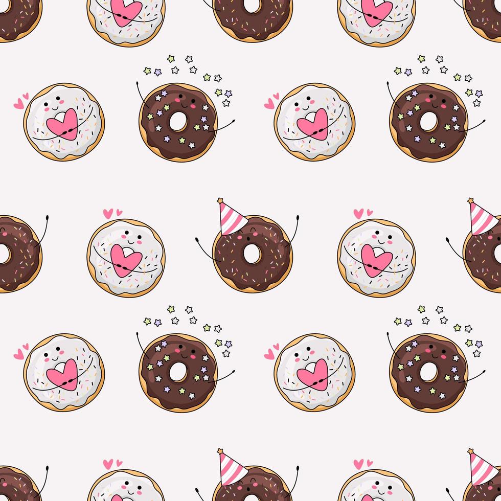 kleurrijk naadloos patroon van viering, feest. schattig helder donuts. vector viering achtergrond. perfect voor omhulsel papier, scrapbooken, textiel afdrukken, behang