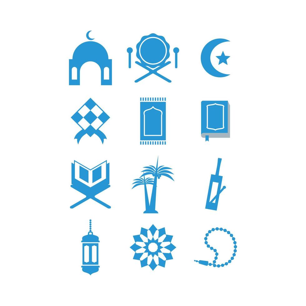 Ramadan en eid mubarak icoon reeks vector