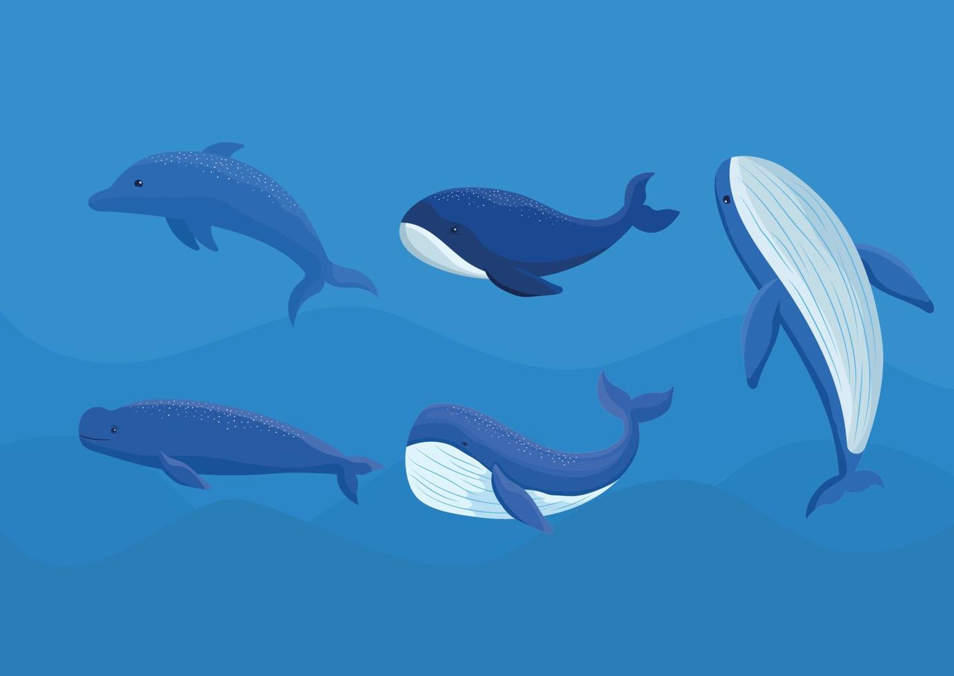 gekleurde walvissen bundel vector