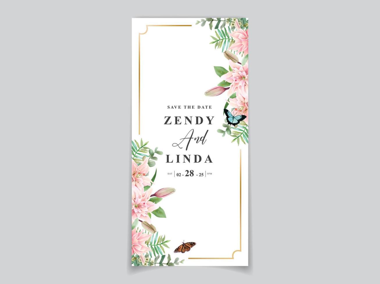 mooie bloemen aquarel bruiloft uitnodigingskaart vector