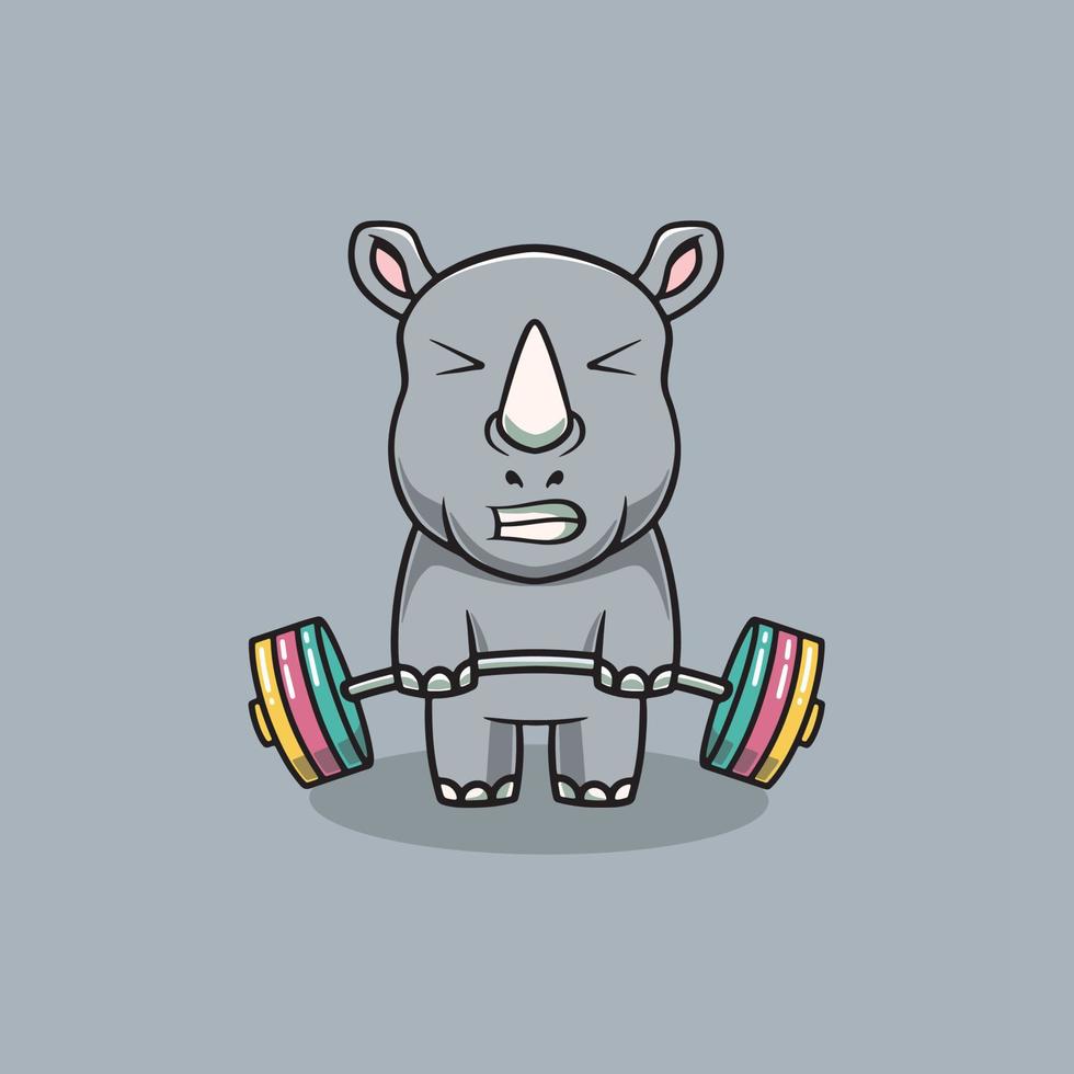 schattig neushoorn training tekenfilm illustratie vector