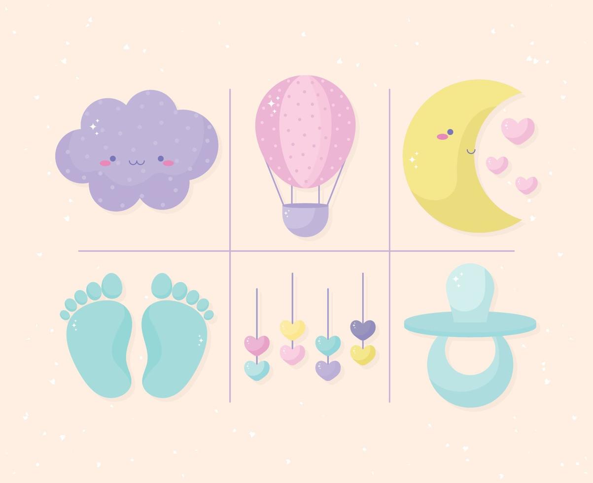 zes baby douche items vector