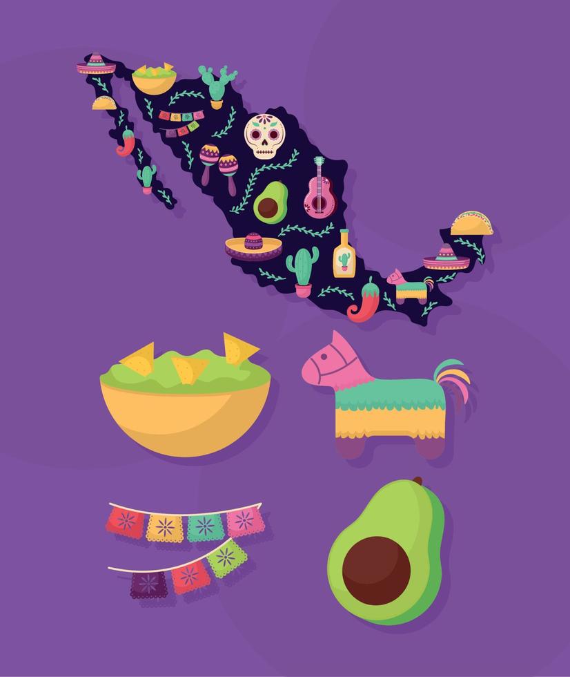 gekleurde Mexico items vector