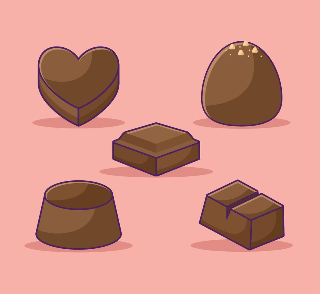 vijf chocola stukken vector