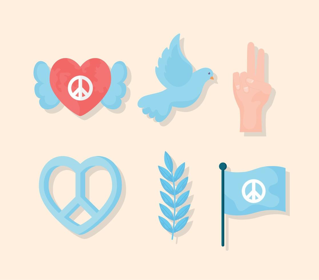 zes vrede dag items vector