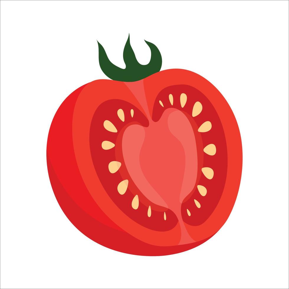 tomaat gesneden voor de helft icoon. tomaat groente voor de helft icoon. tomaat besnoeiing vector illustratie. vector illustratie