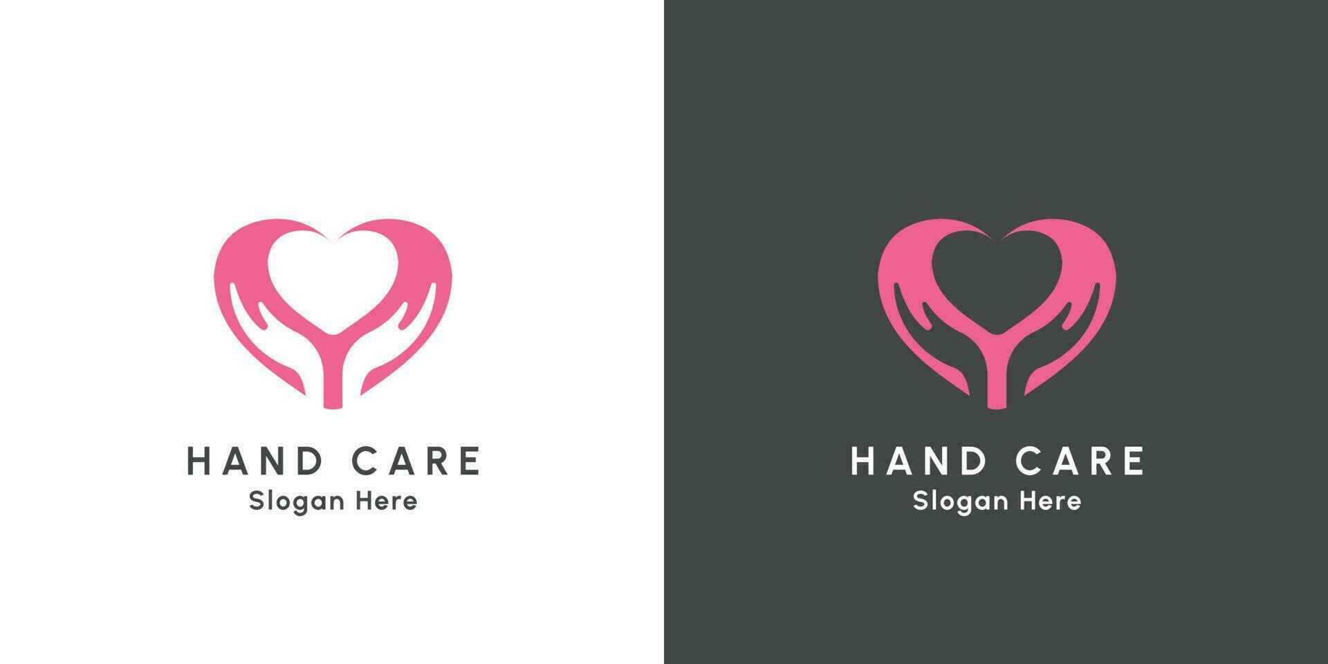 geven liefde logo ontwerp illustratie. creatief idee icoon hand- geven liefde hart zorgzaam genegenheid in hart vorm geven aan. gemakkelijk vlak ontwerp stijl vector