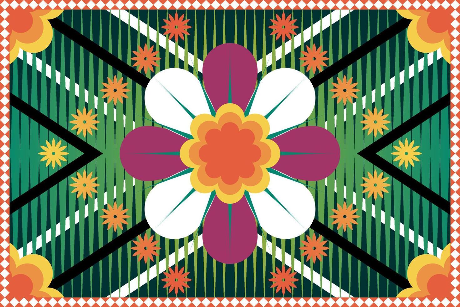 kleurrijk meetkundig etnisch naadloos patroon ikat kunst borduurwerk stijl ontwerp voor behang, achtergrond, kleding stof, gordijn, tapijt, kleding, en inpakken. vector