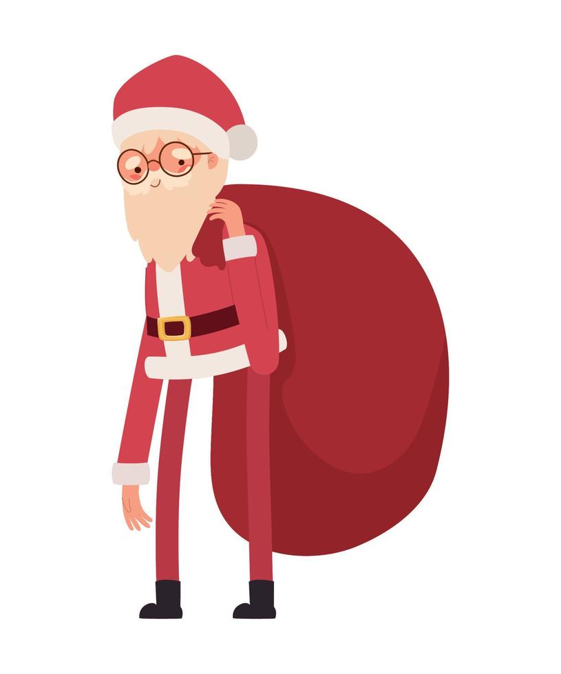 de kerstman claus met een zak vector