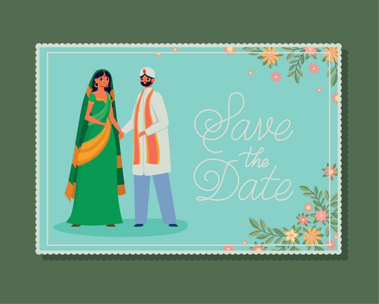Hindoe bruiloft uitnodiging vector