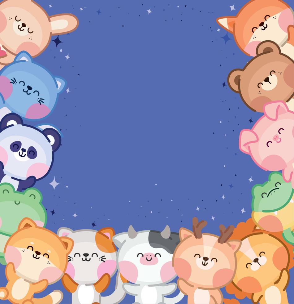 kawaii dieren groep vector