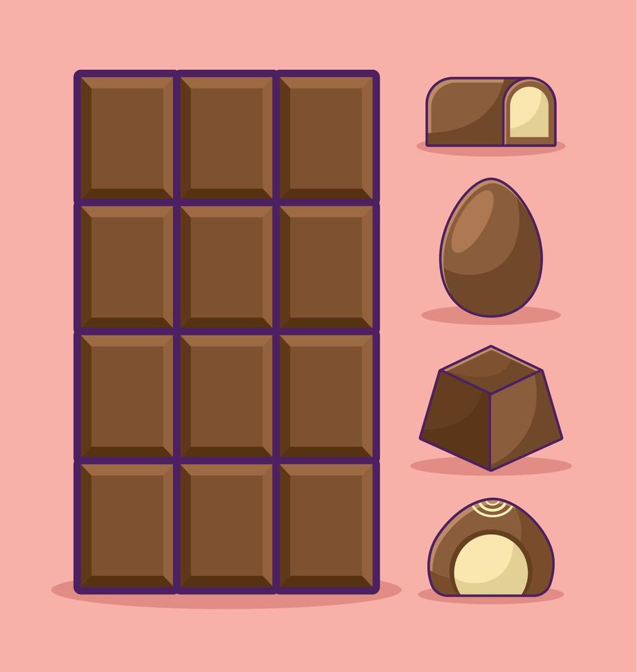 vijf chocola plakjes vector