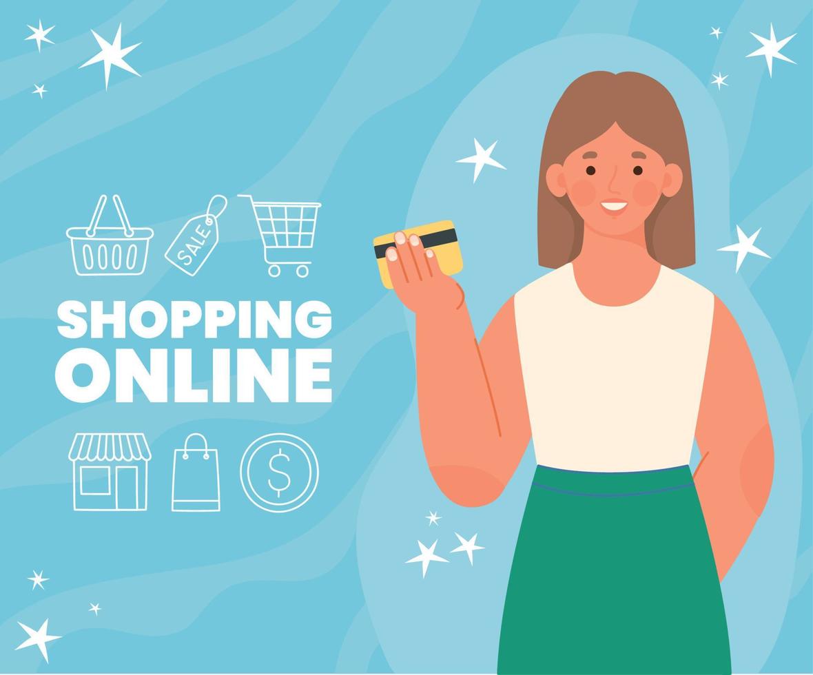 online boodschappen doen ontwerp vector