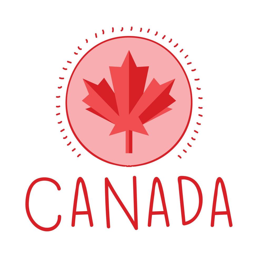 Canada belettering met een esdoorn- blad vector