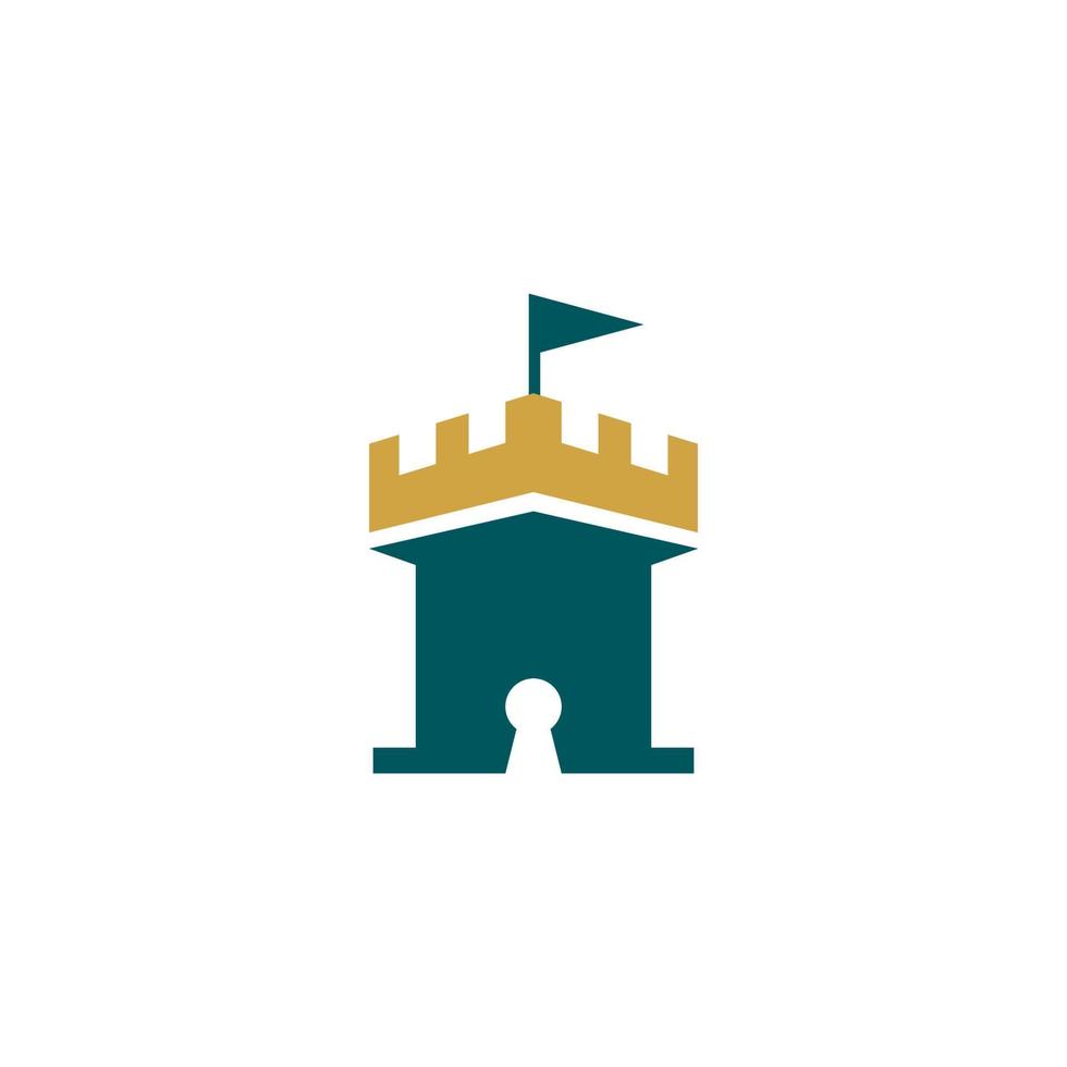kasteel logo ontwerp Koninklijk gebouw logo met kleur patroon vector