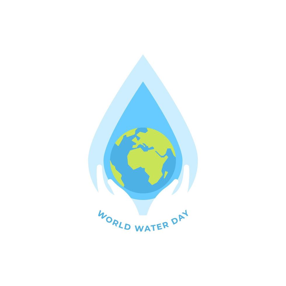 wereld water dag gemakkelijk illustratie met negatief ruimte ontwerp vector