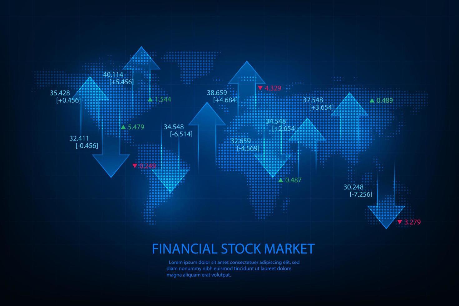 vector voorraad markt diagram handel tabel met wereld kaart.