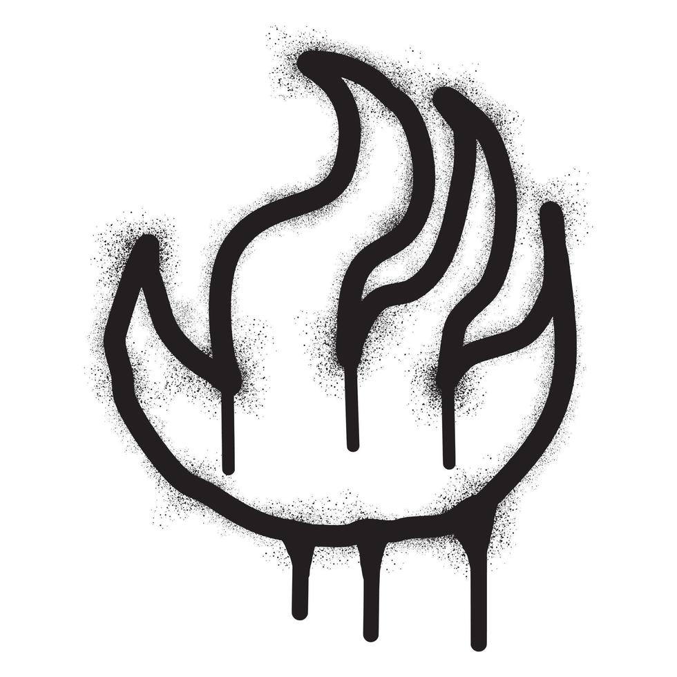 brand vlam graffiti met zwart verstuiven verf vector