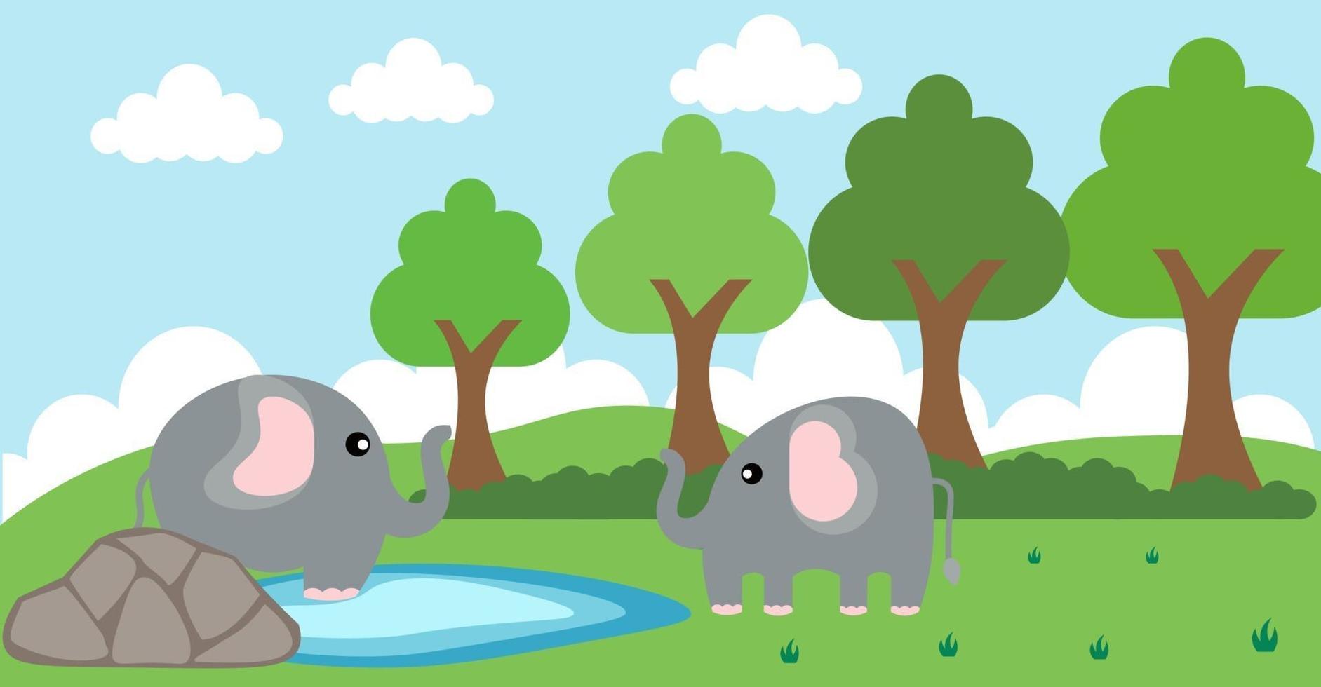 olifant vector schattige dieren in cartoon stijl, wilde dieren, ontwerpen voor babykleding. handgetekende karakters