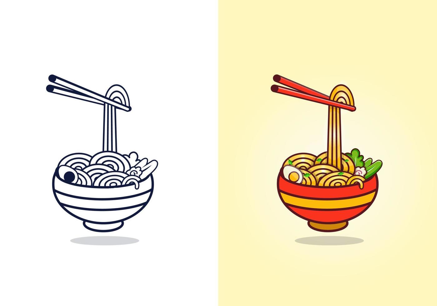 pho met noedels creatief illustratie, het beste kleurrijk Aziatisch voedsel noedels recept klem kunst. creatief minimaal heerlijk noedels illustratie klem kunst ontwerp. vector