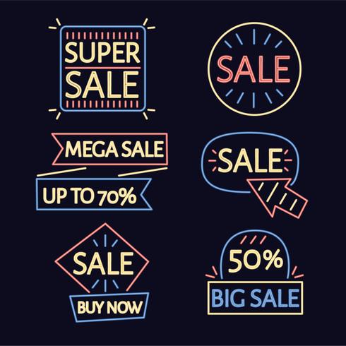 neon verkoop badge vector