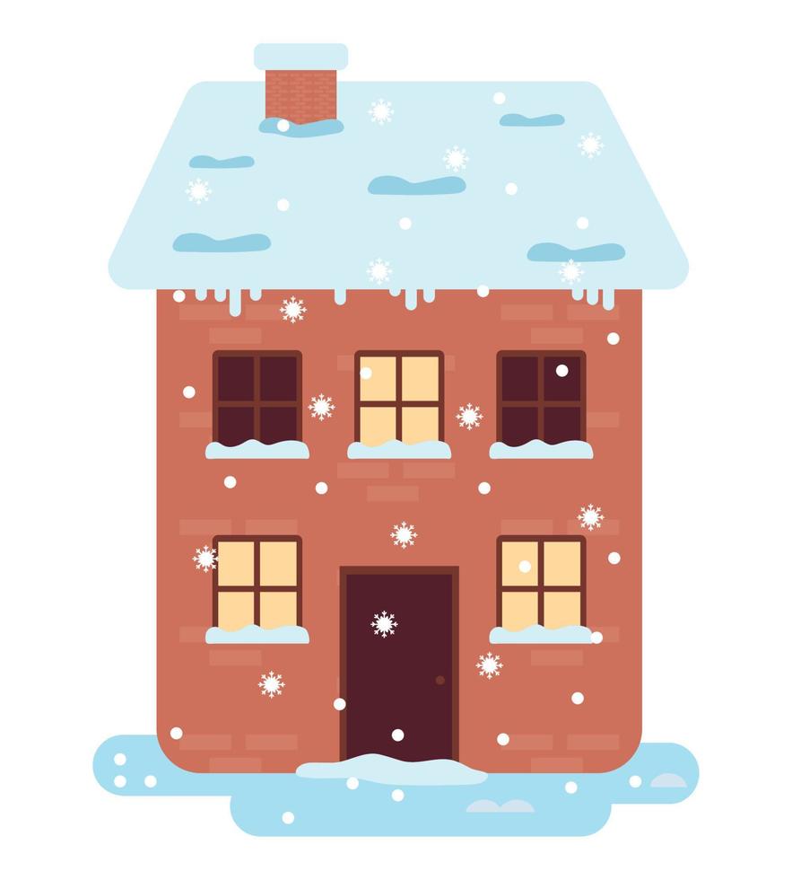 schattig winter knus huis vector