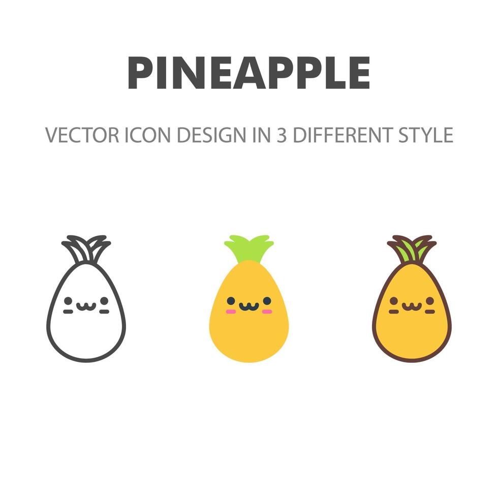 ananas pictogram. kawai en leuke voedselillustratie. voor uw websiteontwerp, logo, app, ui. vectorafbeeldingen illustratie en bewerkbare beroerte. eps 10. vector