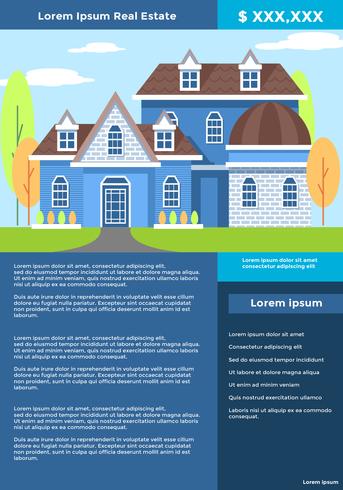 Blauwe onroerend goed lijst Brochure Vector