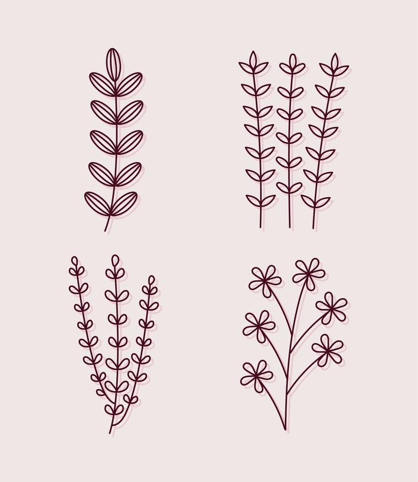 planten minimalistische tatoeages vector