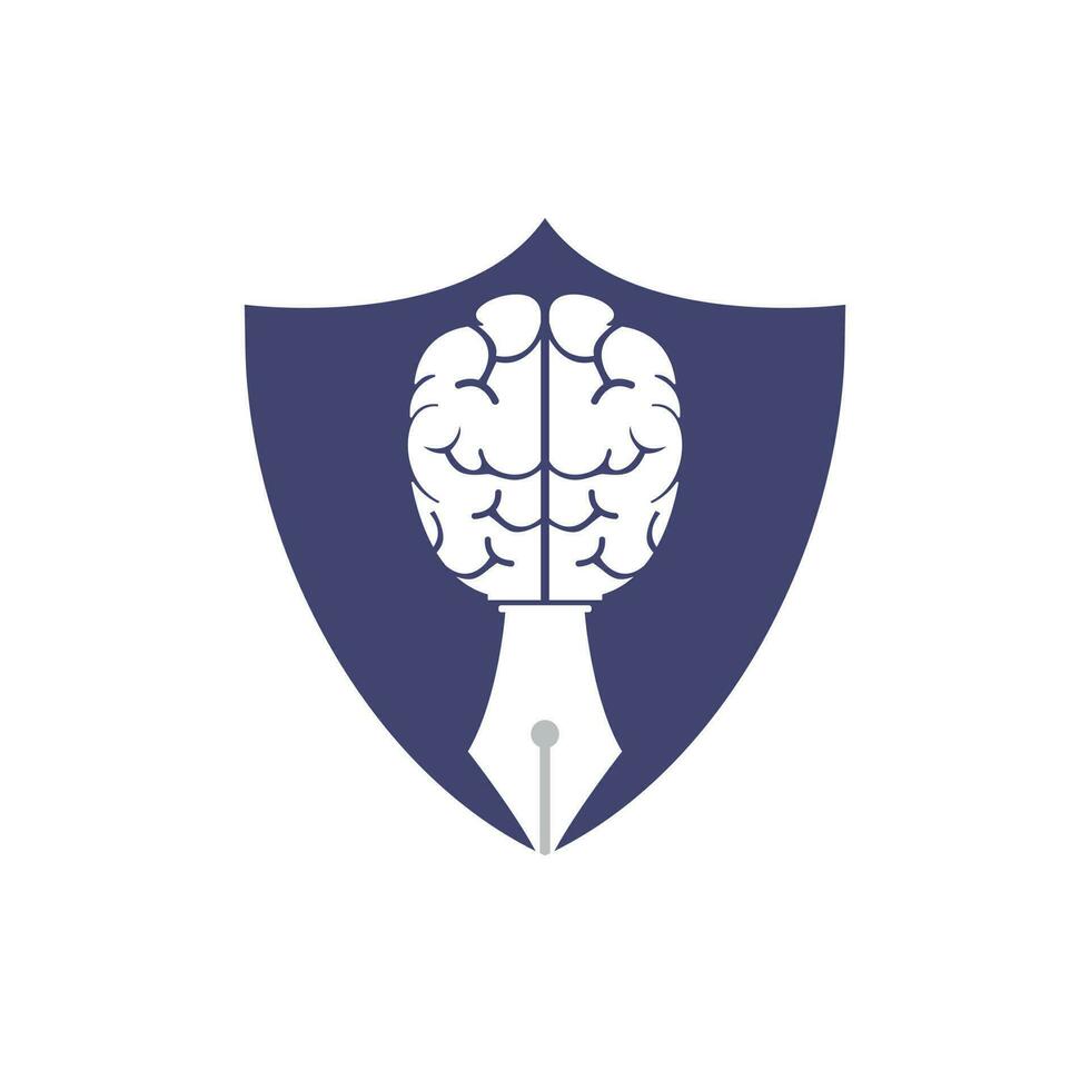 hersenen pen vector logo ontwerp sjabloon. slim creatief onderwijs logo concept.