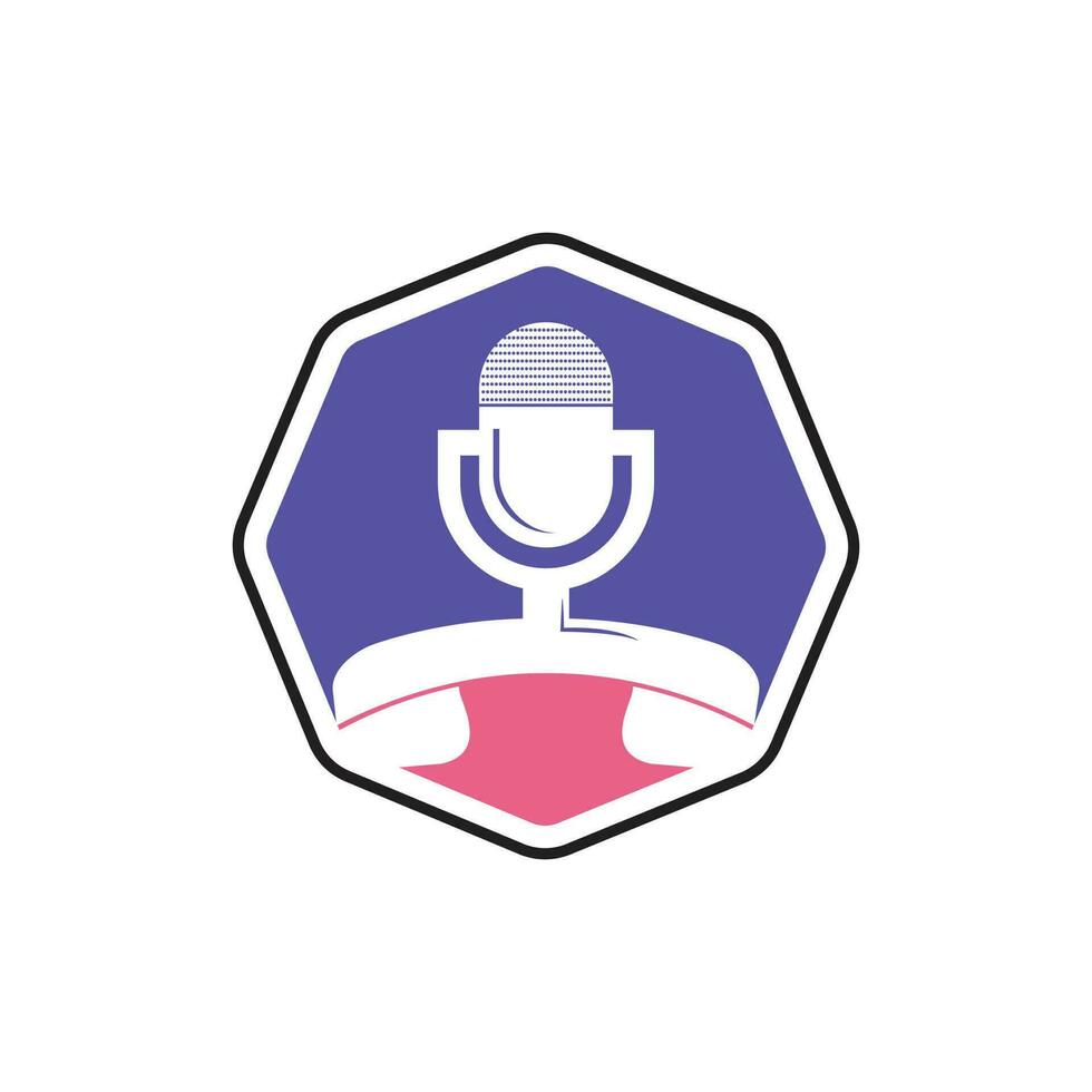 telefoontje podcast vector logo ontwerp sjabloon. handset met microfoon icoon logo ontwerp.