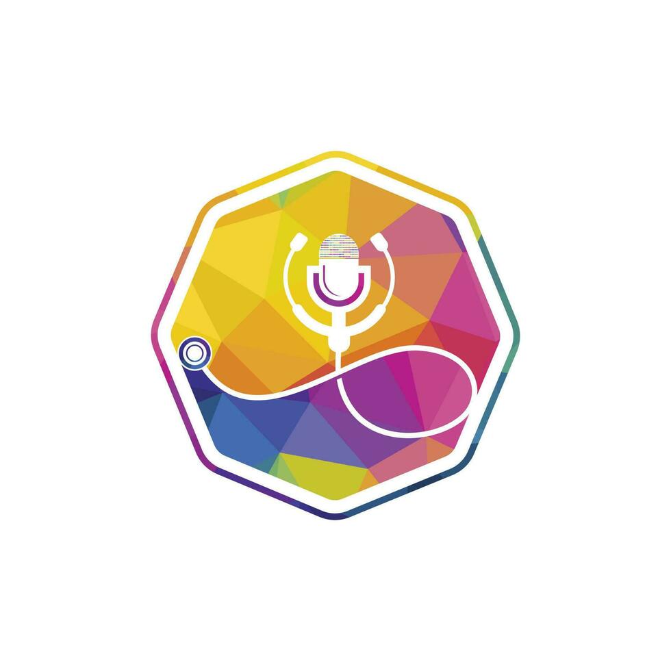 dokter podcast vector logo ontwerp. stethoscoop en microfoon illustratie symbool.